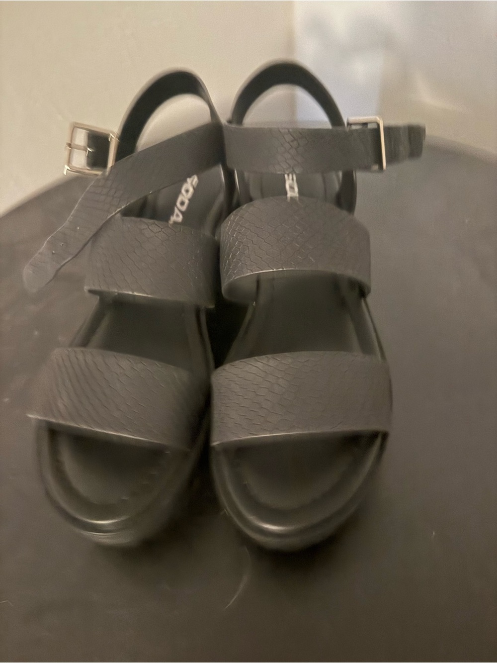 Soda Black Strappy Heeled Sandals